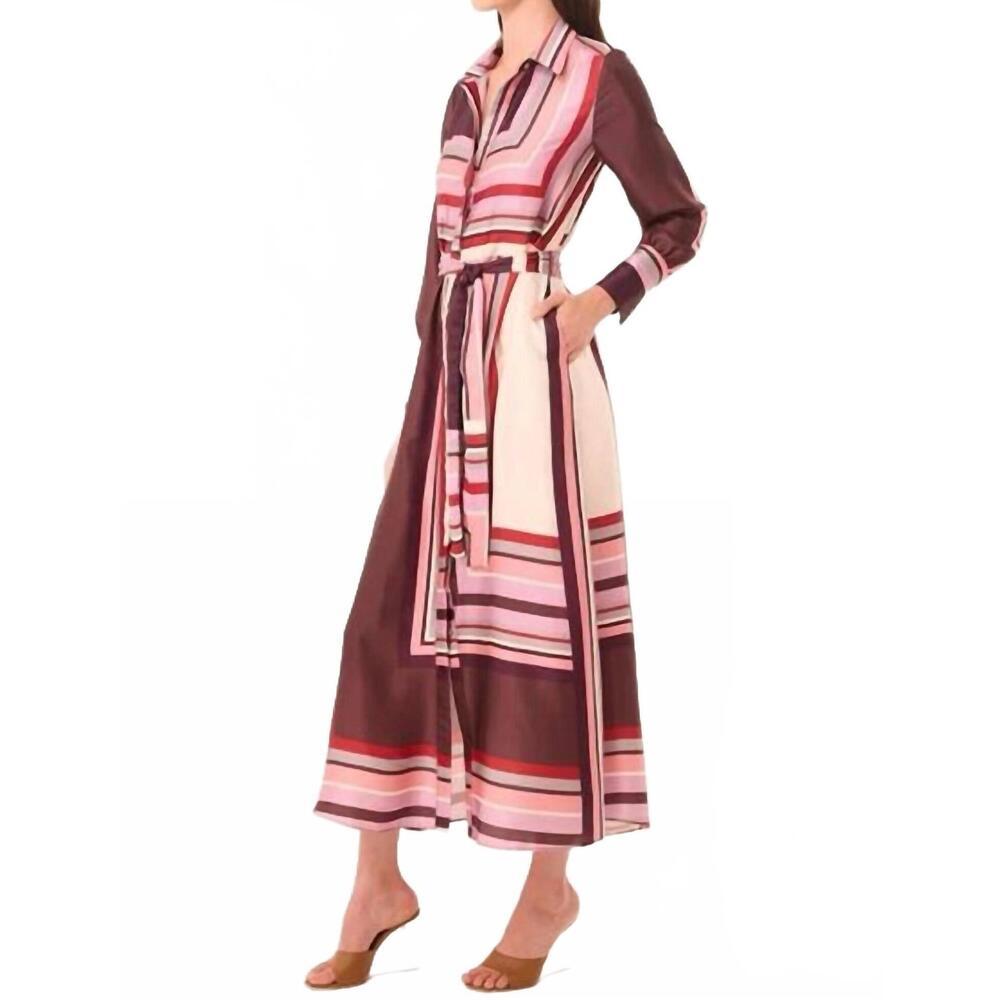NEW MISA LOS ANGELES herminia midi dress in chocolate geo stripe - Picture 6 of 8